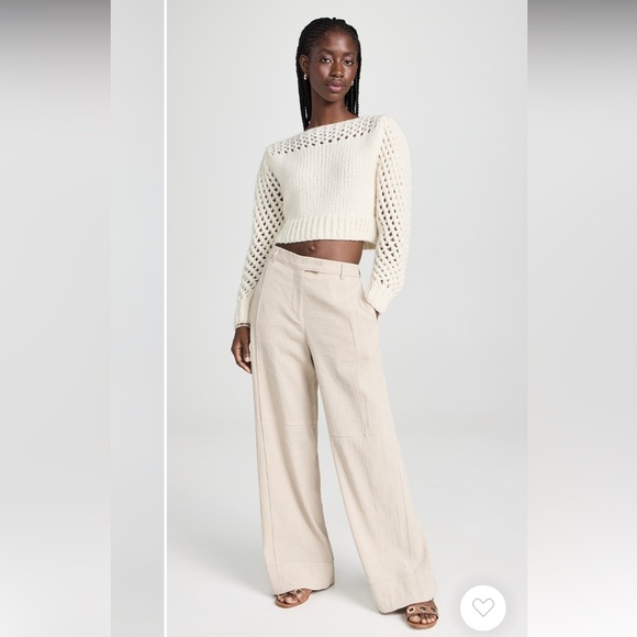 NWT 445 LoveShackFancy Larson Crop Pullover White Antique baby alpaca Size XL - Picture 3 of 14